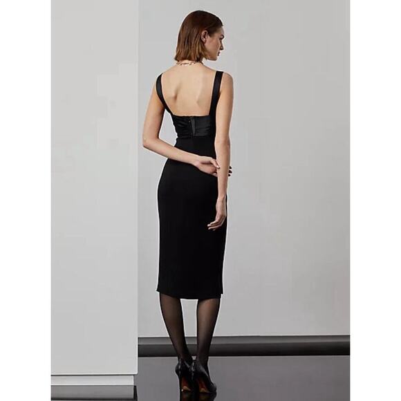 Ralph Lauren Collection Purple Label Black Cocktail Dress Satin Bow Midi Formal - Picture 4 of 11